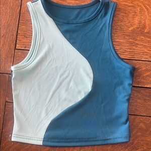 SHEIN Teal and Light Blue Ribbed Tank Top